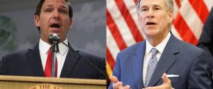 Florida Gov. Ron DeSantis and Texas Gov. Greg Abbott (Tom Fox-Pool/Joe Raedle/Getty Images)